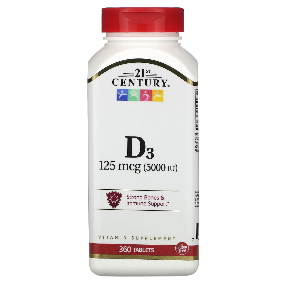 21St Century , Vitamin D3, 125 Mcg (5,000 Iu), 360 Tablets