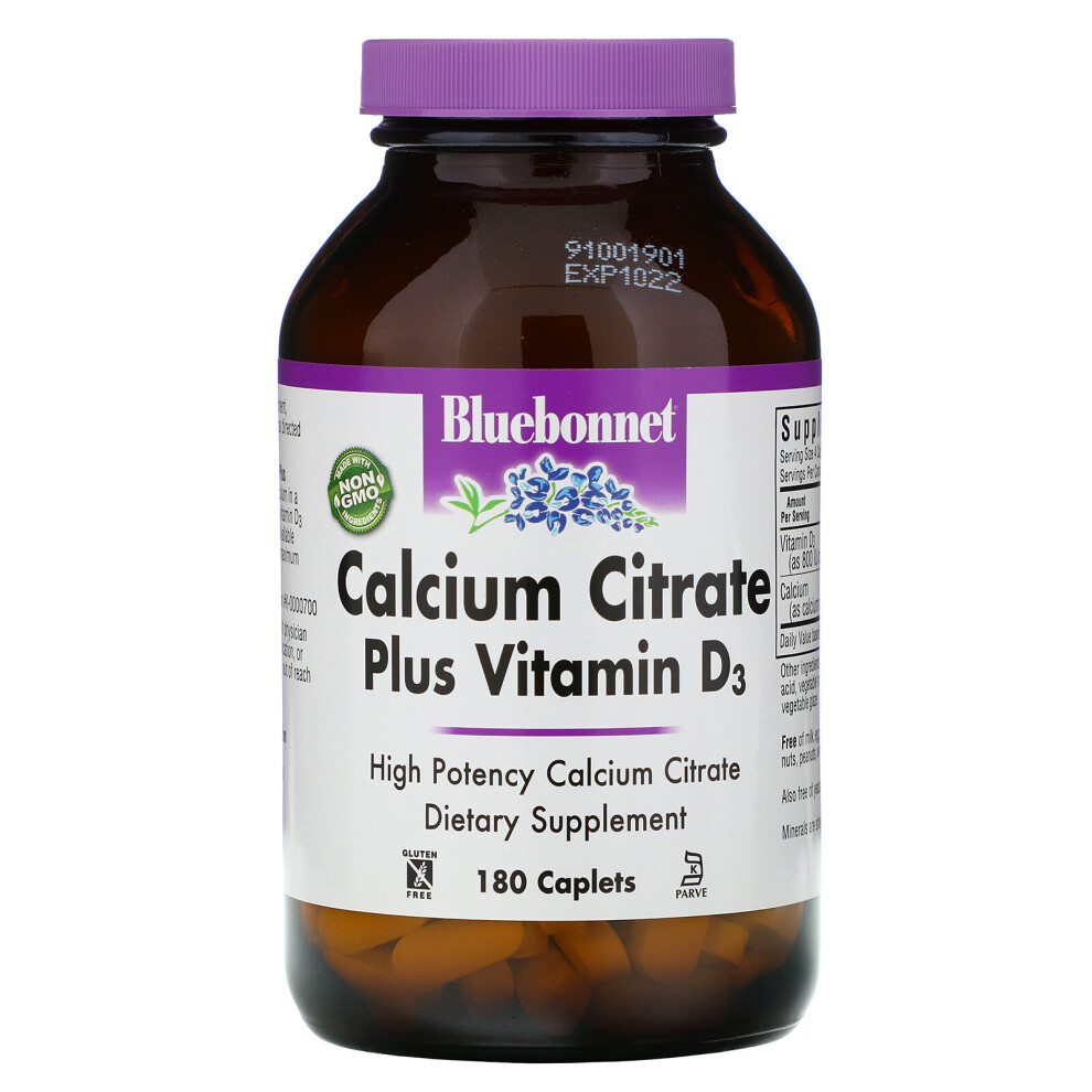Bluebonnet Nutrition , Calcium Citrate Plus Vitamin D3, 180 Caplets