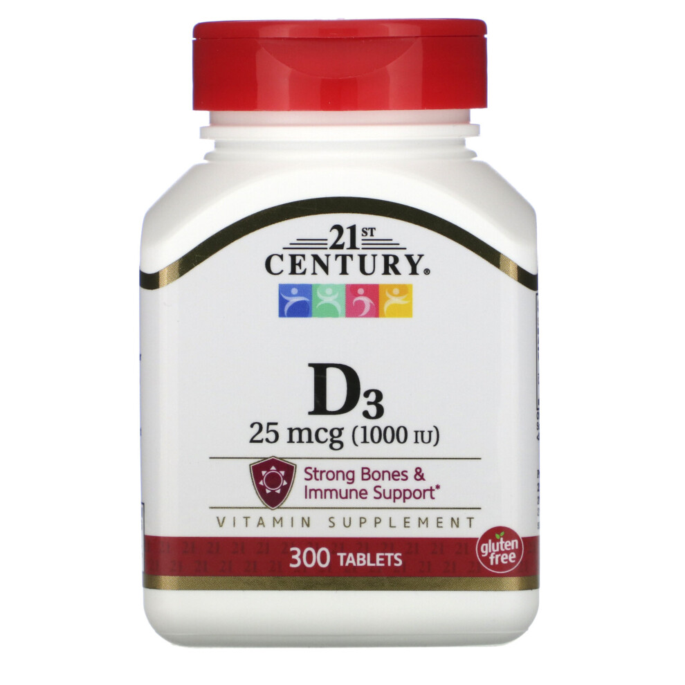 21St Century , Vitamin D3, 25 Mcg (1,000 Iu), 300 Tablets