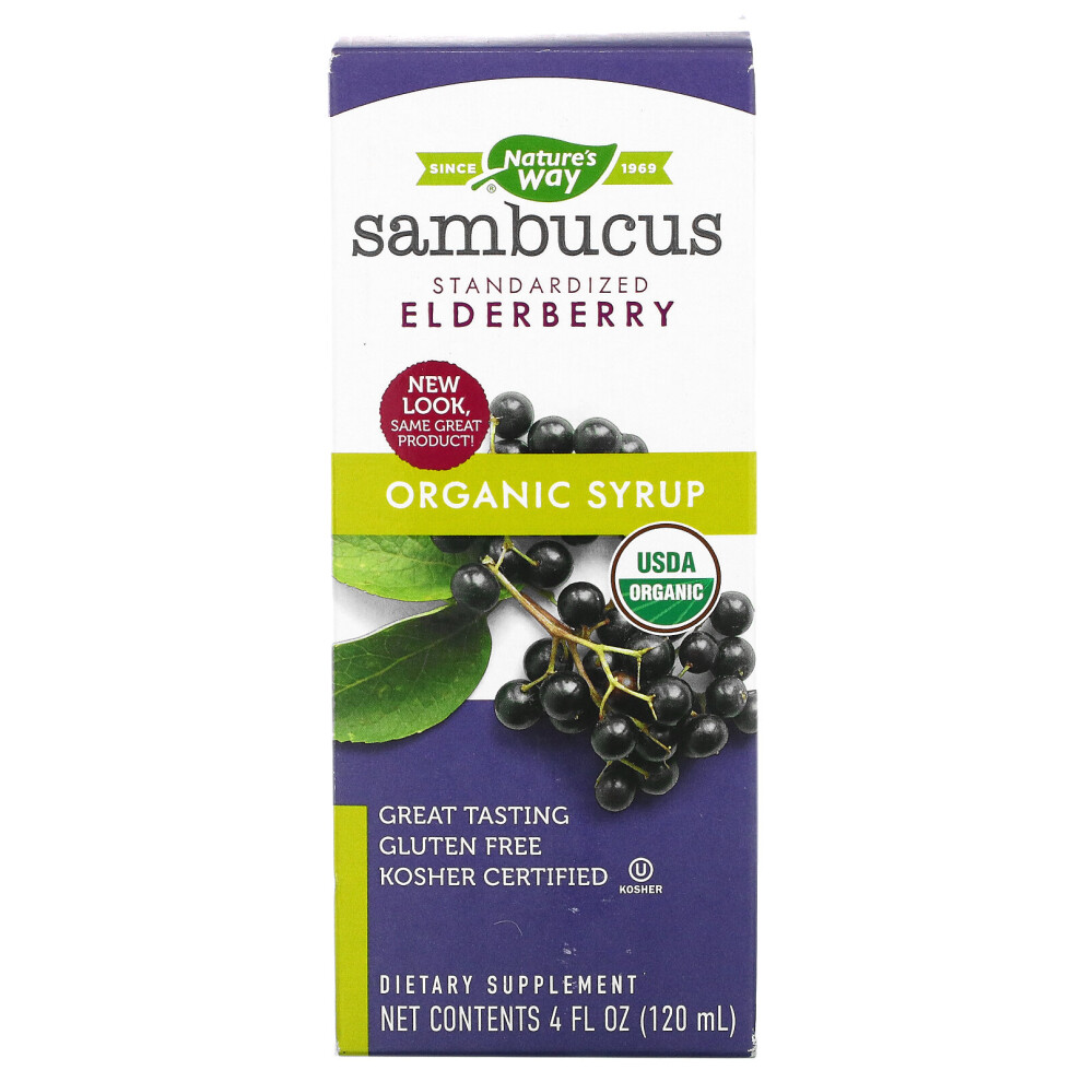 Nature's Way , Sambucus, Standardized Elderberry, Organic Syrup, 4 Fl Oz (120 Ml)