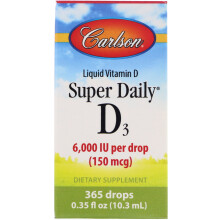 Carlson, Super Daily D3, 150 mcg (6.000 IE), 0,35 fl oz (10,3 ml)