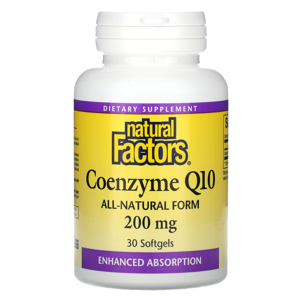 Natural Factors , Coenzyme Q10, 200 Mg, 30 Softgels