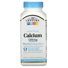 21st Century, Flüssig gefülltes Kalzium Plus D3, 1.200 mg, 90 Rapid Release Softgels (600 mg pro Softgel)
