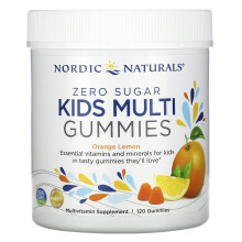 Nordic Naturals, Gommes Multi pour Enfants Sans Sucre, 4 Ans et Plus, Orange Citron, 120 Gommes