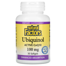 Natural Factors, Ubiquinol, Aktives CoQ10, 100 mg, 30 Weichkapseln