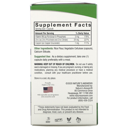 Nature's Answer, Zinc Plus, 25 mg, 60 Vegetarian Capsules 1