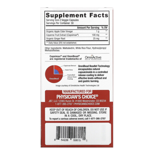 Physician's Choice, Apple Cider Vinegar, 60 Veggie Capsules 1