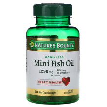 Nature's Bounty, Geruchloses Mini-Fischöl, 1.290 mg, 90 Mini-überzogene Weichkapseln (645 mg pro Kapsel)