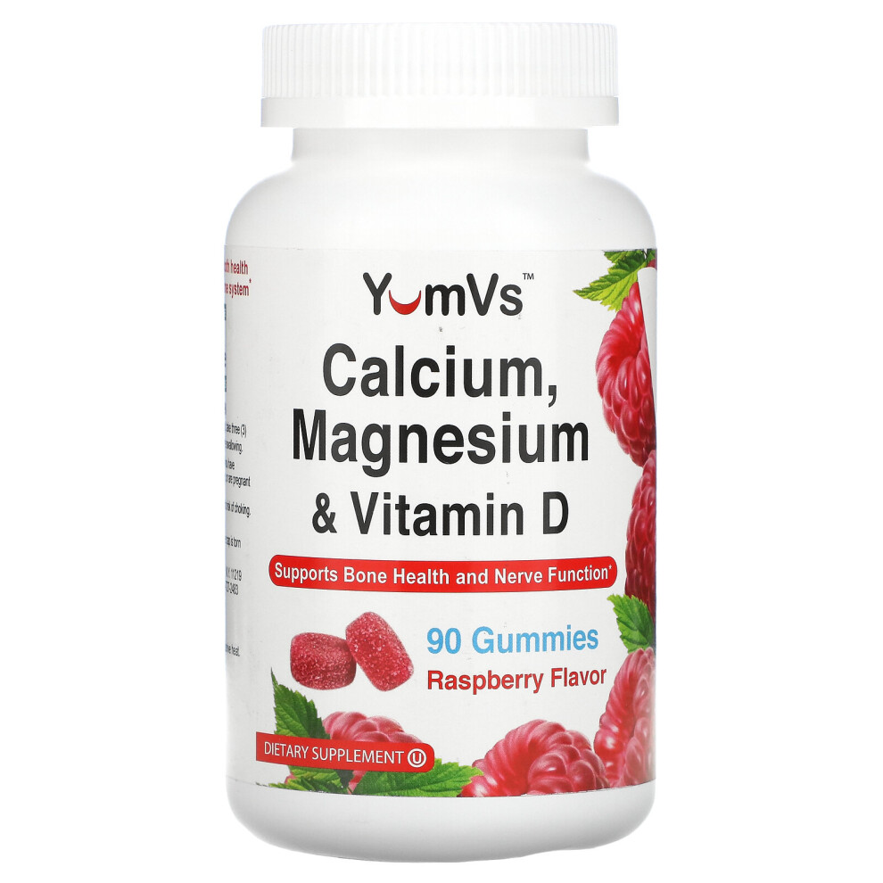 Yum-Vs Yumv's, Calcium, Magnesium & Vitamin D, Raspberry, 90 Gummies