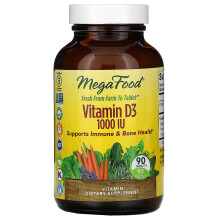MegaFood, Vitamin D3, 25 mcg (1.000 IE), 90 Tabletten