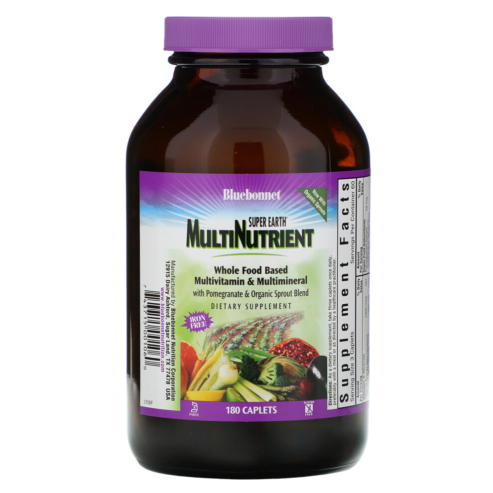 Bluebonnet Nutrition , Super Earth Multinutrient, Iron Free, 180 Caplets