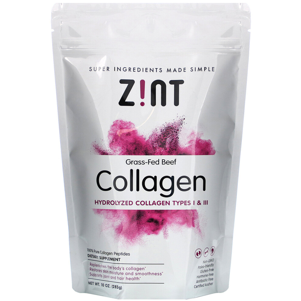 Zint , Grass-Fed Beef Collagen, Hydrolyzed Collagen Types I & Iii, 10 Oz (283 G)
