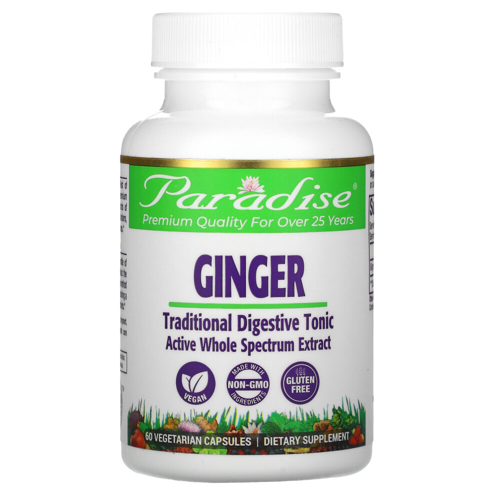 Paradise Herbs , Ginger, 60 Vegetarian Capsules