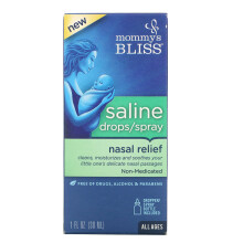 Mommy's Bliss, Salzhaltige Tropfen/Spray Nasenlinderung, Alle Altersgruppen, 1 fl oz (30 ml)