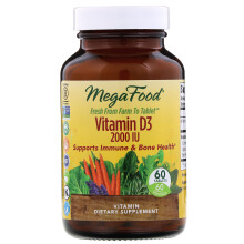 MegaFood, Vitamine D3, 50 mcg (2 000 UI), 60 Comprimés