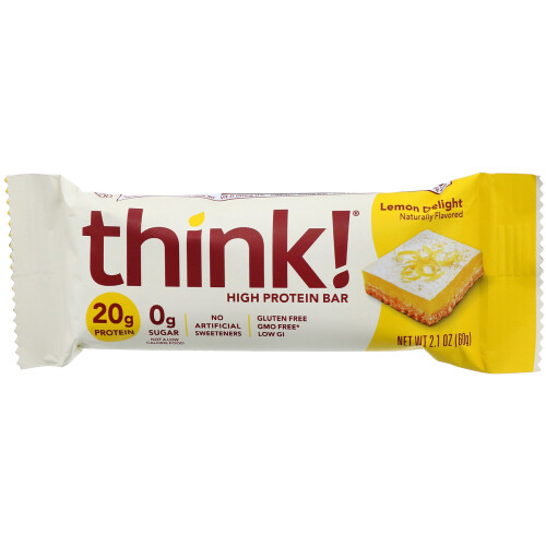 Think !, High Protein Bars, Lemon Delight, 5 Bars, 2.1 oz (60 g) Each 2