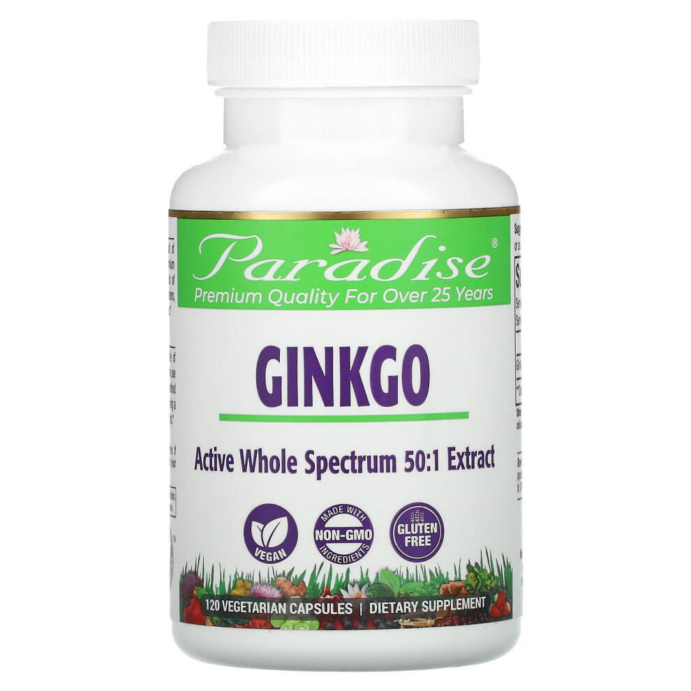 Paradise Herbs , Ginkgo, 120 Vegetarian Capsules