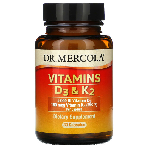 Dr. Mercola, Vitamines D3 & K2, 30 Capsules