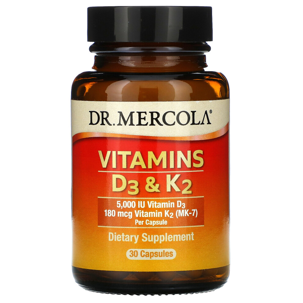 Dr. Mercola , Vitamins D3 & K2, 30 Capsules