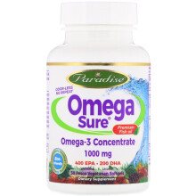 Paradise Herbs, Omega Sure, Premium Omega-3 Fischöl, 1.000 mg, 30 Pesco-Vegetarische Weichkapseln