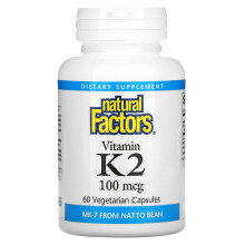 Natural Factors, Vitamine K2, 120 mcg, 60 Gélules Végétariennes