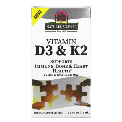Nature's Answer, Vitamine D3 & K2, 0,5 fl oz (15 ml)