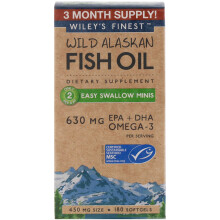 Wiley's Finest, Wildes Fischöl aus Alaska, Leicht zu schluckende Minis, 180 Weichkapseln