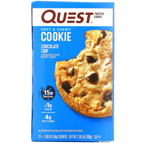 Quest Nutrition, Protein Cookie, Chocolate Chip, 12 Pack, 2.08 oz (59 g) Each 1