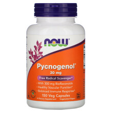 Nu is voedingsmiddelenpycnogenol 30 mg (een unieke combinatie van proanthocyanidines uit Franse maritieme dennen) met 300 mg bioflavonoïden 150 groen