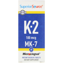 Superior Source, Vitamine K-2, 100 mcg, 60 Comprimés MicroLingual à Dissolution Instantanée