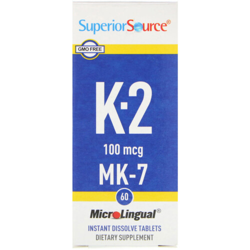 Superior Source, Vitamine K-2, 100 mcg, 60 Comprimés MicroLingual à Dissolution Instantanée