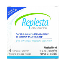 Replesta, Cholécalciférol, Vitamine D3, Orange Naturelle, 50 000 UI, 4 Galets à Croquer, 0,1 oz (3 g) Chacun