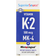 Superior Source, Vitamine K-2, 500 mcg, 60 Comprimés MicroLingual à Dissolution Instantanée