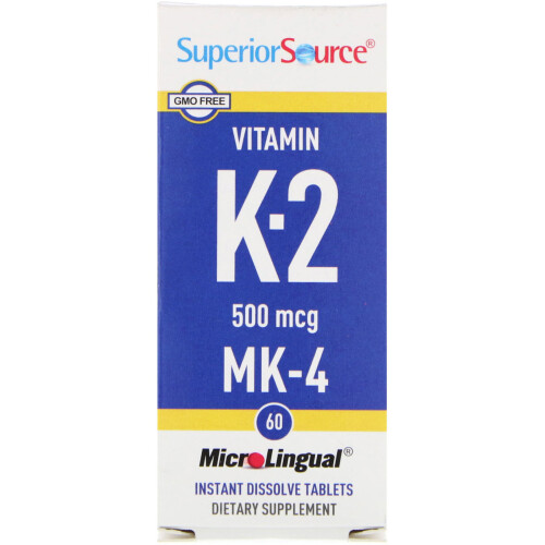 Superior Source, Vitamine K-2, 500 mcg, 60 Comprimés MicroLingual à Dissolution Instantanée