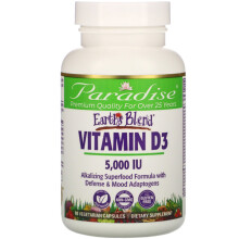 Paradise Herbs, Earth's Blend, Vitamin D3, 5.000 IE, 90 Vegetarische Kapseln