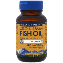 Wiley's Finest, Wildes Fischöl aus Alaska, Omega-3 + K2 & D3, 60 Fisch-Weichkapseln