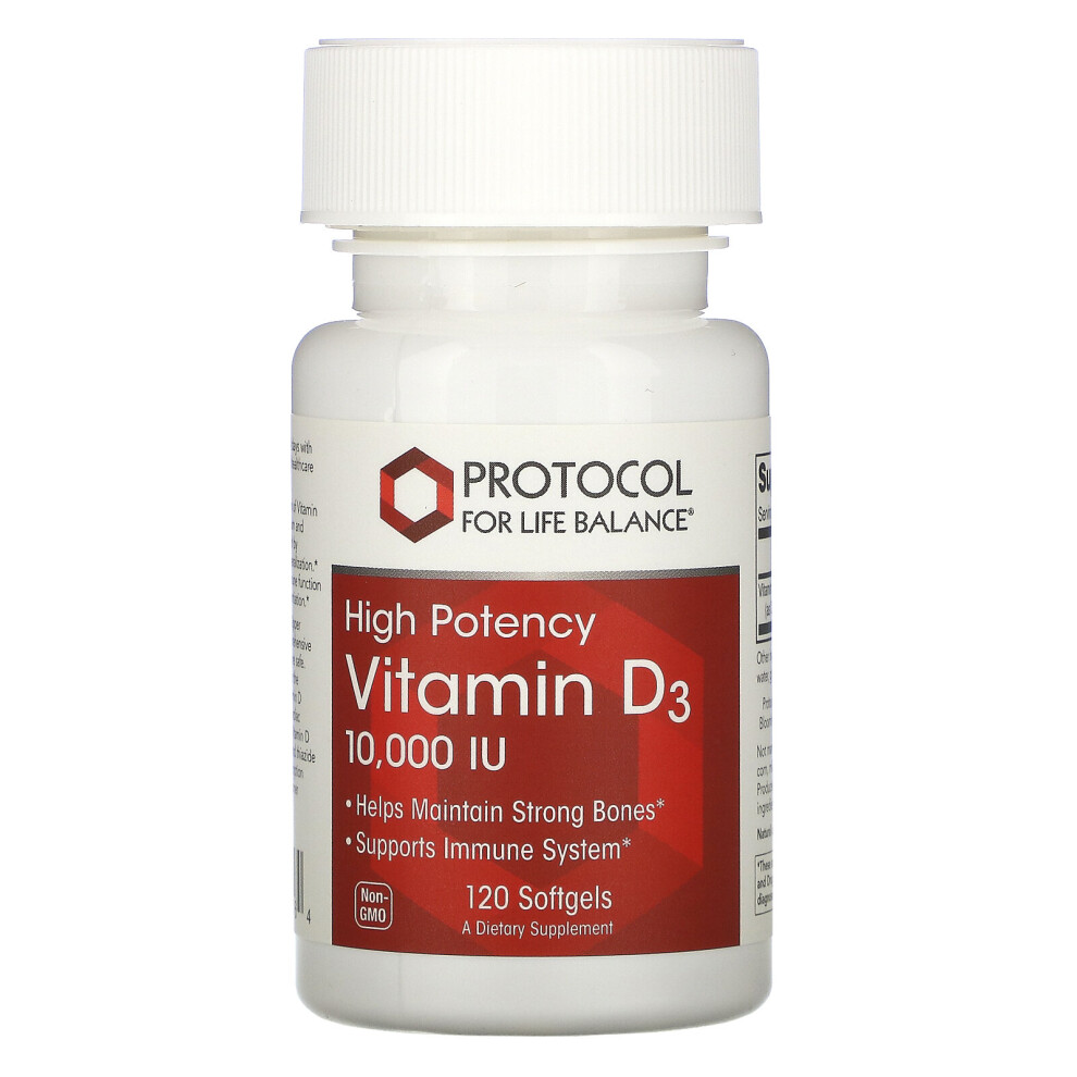 Protocol For Life Balance , Vitamin D-3, 10,000 Iu, 120 Softgels