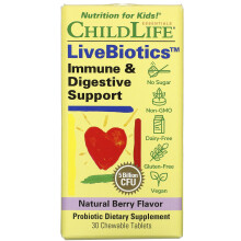 ChildLife Essentials, ChildBiotics, Soutien Immunitaire et Digestif, Baie Naturelle, 5 Milliards d'UFC, 30 Comprimés à Croquer
