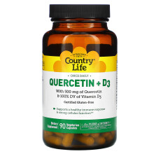Country Life, Quercétine + D3, 90 Capsules Végétariennes