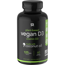 Sports Research, Vitamine D3 Végétalienne, 125 mcg (5 000 UI), 60 Gélules molles Végétales