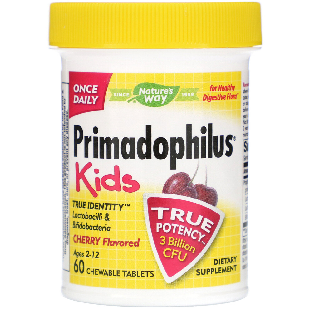 Photos - Vitamins & Minerals Natures Way Nature's Way, Primadophilus, Kids, Age 2-12, Cherry Flavored, 60 Chewable Tablets