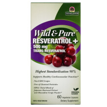 Genceutic Naturals, Wild & Pure Resveratrol+, 500 mg, 60 Vegetarische Kapseln