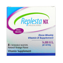 Replesta, NX Cholécalciférol, Vitamine D Hebdomadaire, Orange Naturelle, 14 000 UI, 8 Galets à Croquer