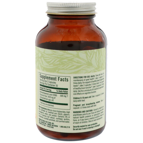 Flora, DHA Vegetarian Algae, 60 Vegetarian Softgels 1