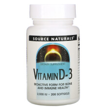 Source Naturals, Vitamine D-3, 50 mcg (2 000 UI), 200 Gélules molles