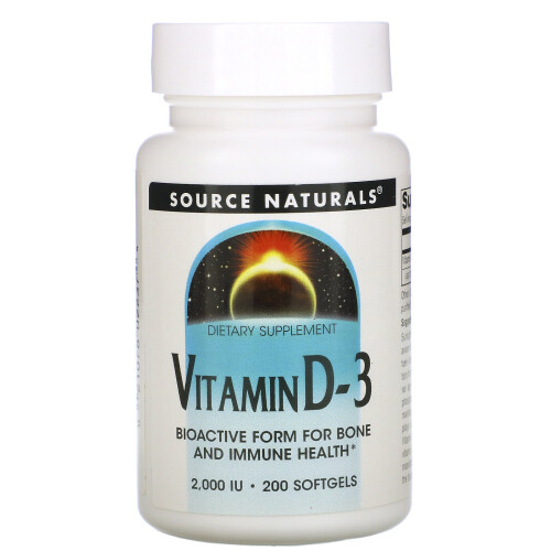 Source Naturals, Vitamin D-3, 50 mcg (2.000 IE), 200 Softgels