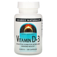 Source Naturals, Vitamin D-3, 125 mcg (5.000 IE), 120 Kapseln