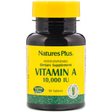NaturesPlus, Wasserdispergierbares Vitamin A, 10.000 IE (3.000 mcg), 90 Tabletten