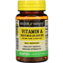 Mason Natural, Vitamin A aus Fischleberöl, 3.000 mcg (10.000 IE), 100 Weichkapseln
