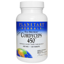 Planetary Herbals, Cordyceps à Spectre Complet 450, 450 mg, 120 Comprimés (225 mg par Comprimé)